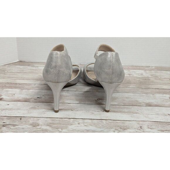 Life Stride Mega Womens Size 8.5 M Silver Leather Slip On Pump Stiletto Heels - Picture 6 of 10